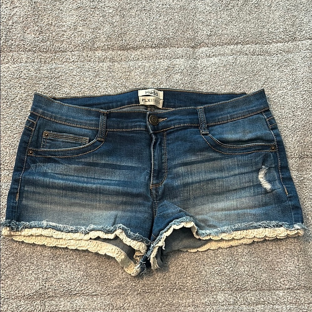 Mudd Blue Distressed Jean Shorts